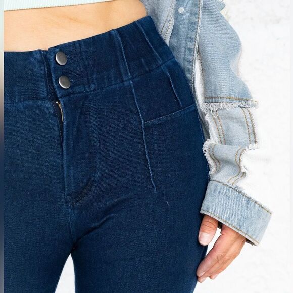 Dark Blue Flare Denim - Picture 4 of 8